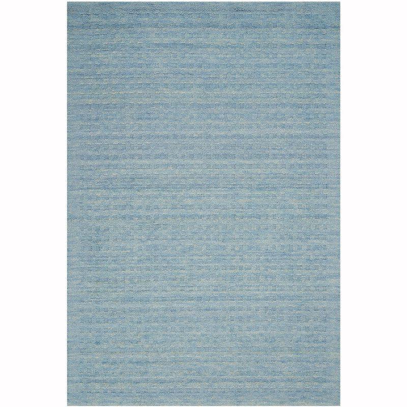 Handmade Sky Blue Wool 5' x 7' Rectangular Area Rug