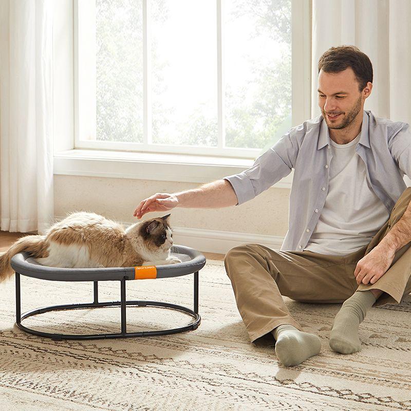 Feandrea Pet Bed, Cat Hammock, Elevated Cat Bed for Multiple Cats, with Removable Washable Mesh, for Pets up to 28 lb, Oval, Gray