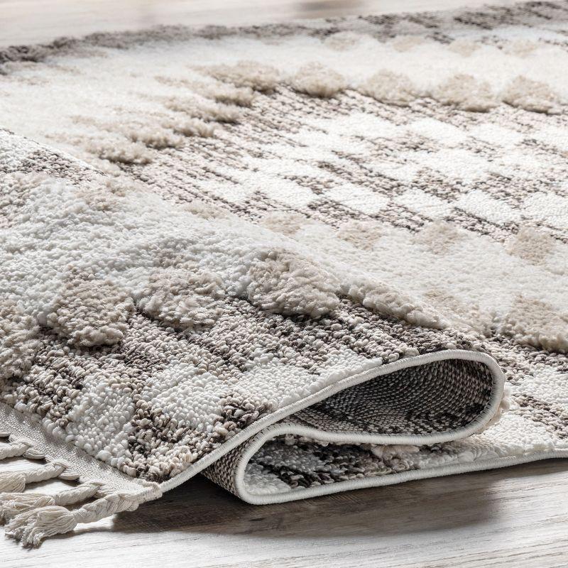 Nuloom Adelade Southwestern 4x6 Shag Indoor Area Rug for Living Room Bedroom Dining Room Nursery Kitchen, Beige/Ivory