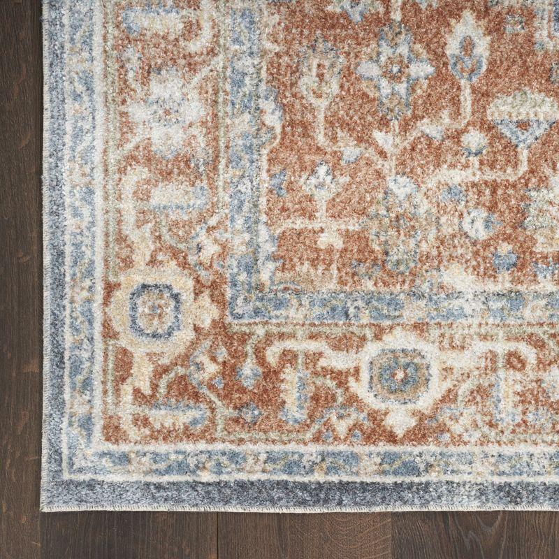 Astra Vintage Persian Orange and Denim Washable Runner Rug