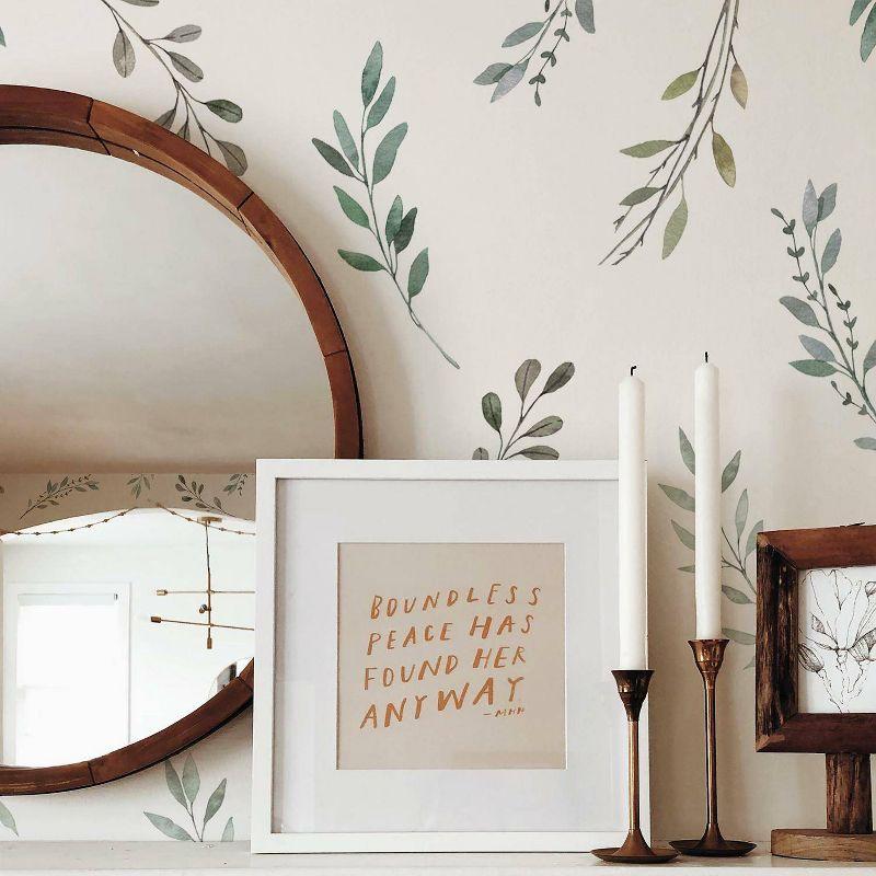 Country Leaves Peel and Stick Wall Decal - RoomMates: Vinyl Botanical Modern Decor, Self-Adhesive, 24pc