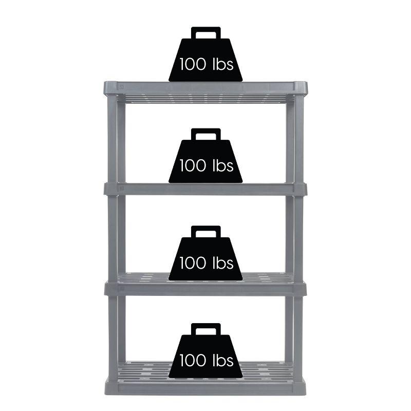 IRIS USA, Inc. 4-Tier Large Plastic Garage Storage Shelving Unit, Gray (18 W x 56 H x 36 D)