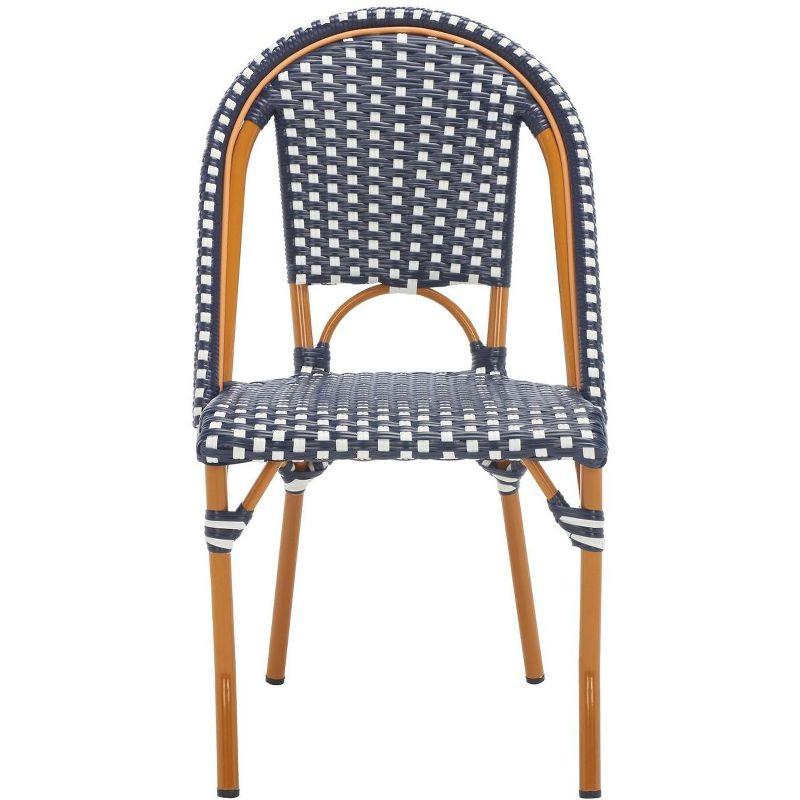 Navy and White Faux Wicker California Outdoor Side Chair, Set of 2