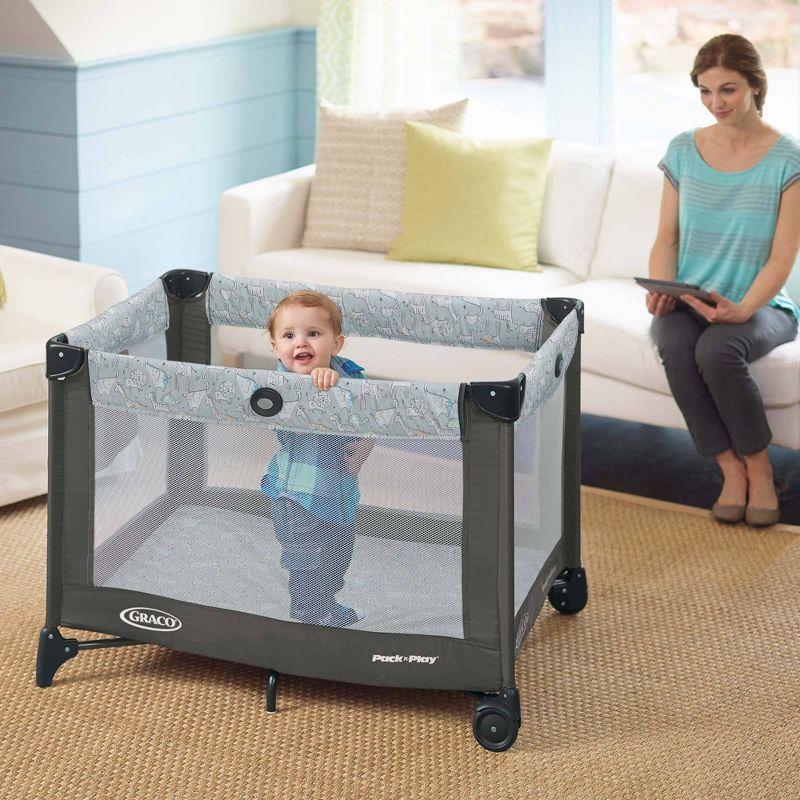 Graco Gray Portable Mesh Playard with Wheels