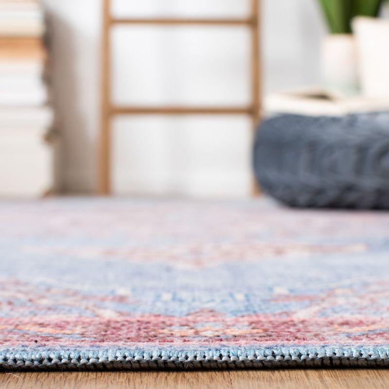 Serapi SEP580 Power Loomed Machine Washable Skid-Resistant Indoor Area Rug - Blue/Brown - 6'7" Round - Safavieh