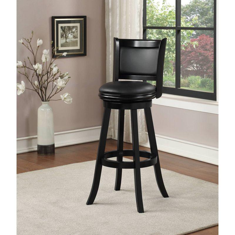 34" Extra Tall Augusta Swivel Barstool Black - Boraam: Durable Hardwood, Faux Leather, 360 Swivel, Footrest