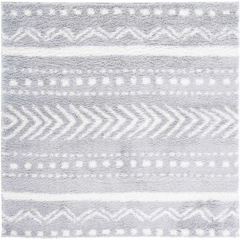 Parma Shag PMA542 Power Loomed Indoor Area Rug - 6'7"x6'7" - Grey/Ivory - Safavieh