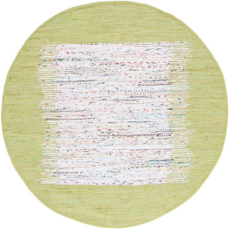 Montauk MTK711 Hand Woven Area Rug - Ivory/Sea Green - 4' round - Safavieh.