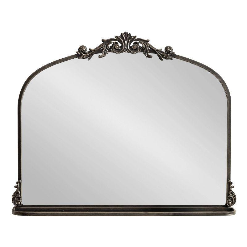 Kate & Laurel All Things Decor 33"x26" Arendahl Traditional Arch Mirror with Shelf Black