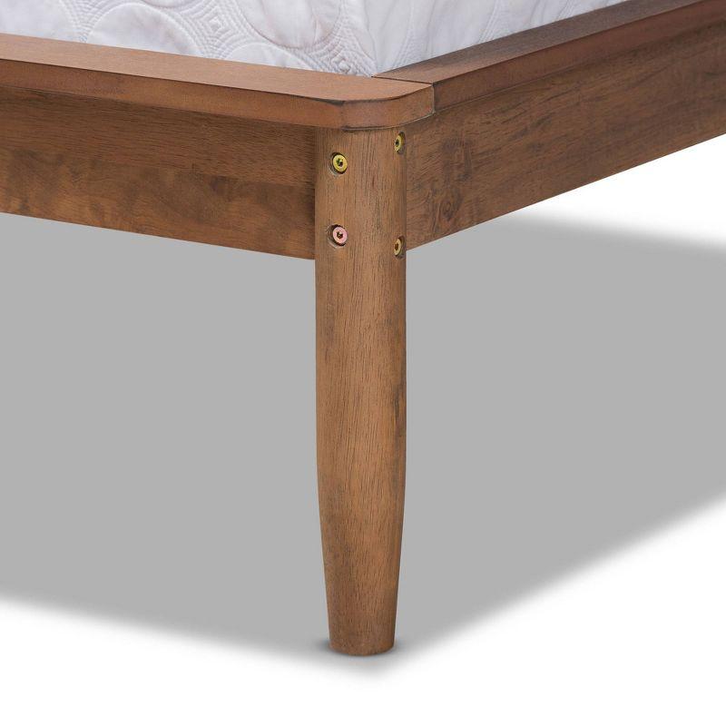 Baxton Studio Queen Helsa Mid-Century Modern Platform Bed Walnut/Brown/Gray: Wood Frame, No Box Spring Needed