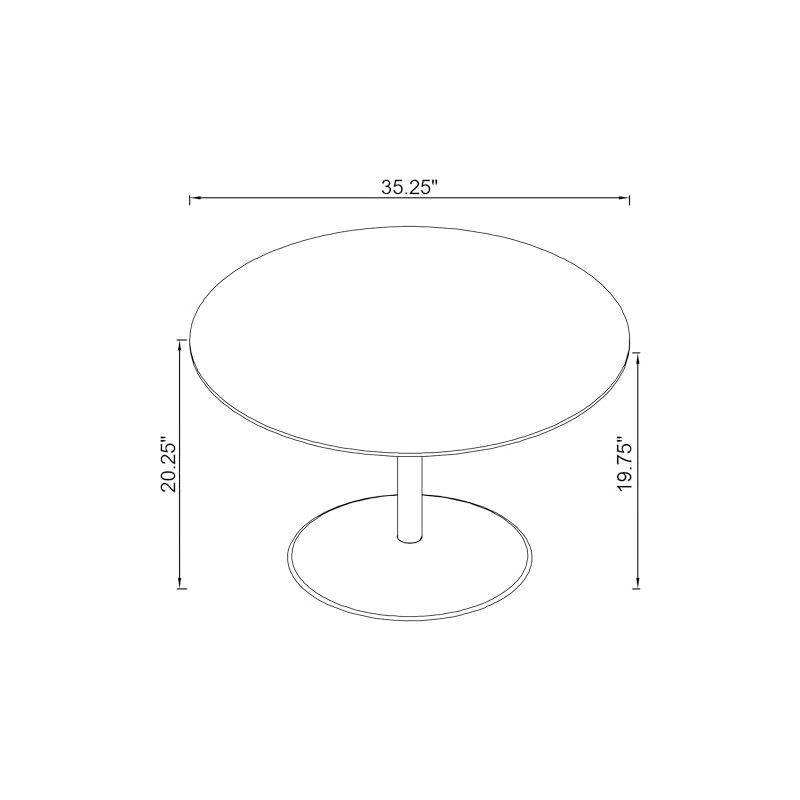 Ganso Round Black Metal Coffee Table with Glass Top