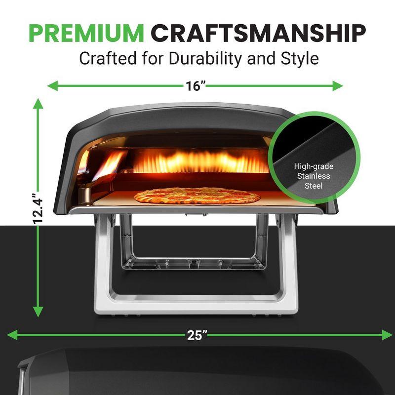 NutriChef Portable Outdoor Pizza Oven - Gas Fired, Fire & Stone Outdoor Pizza Oven