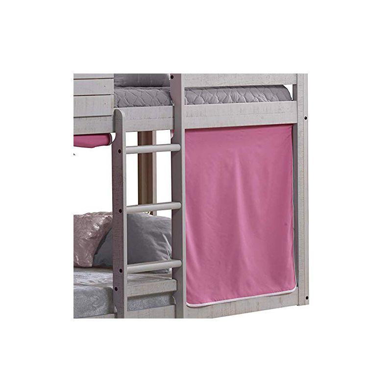 Donco Kids Deer Blind Twin Over Twin Rustic Grey House Bunkbed With Pink Tent