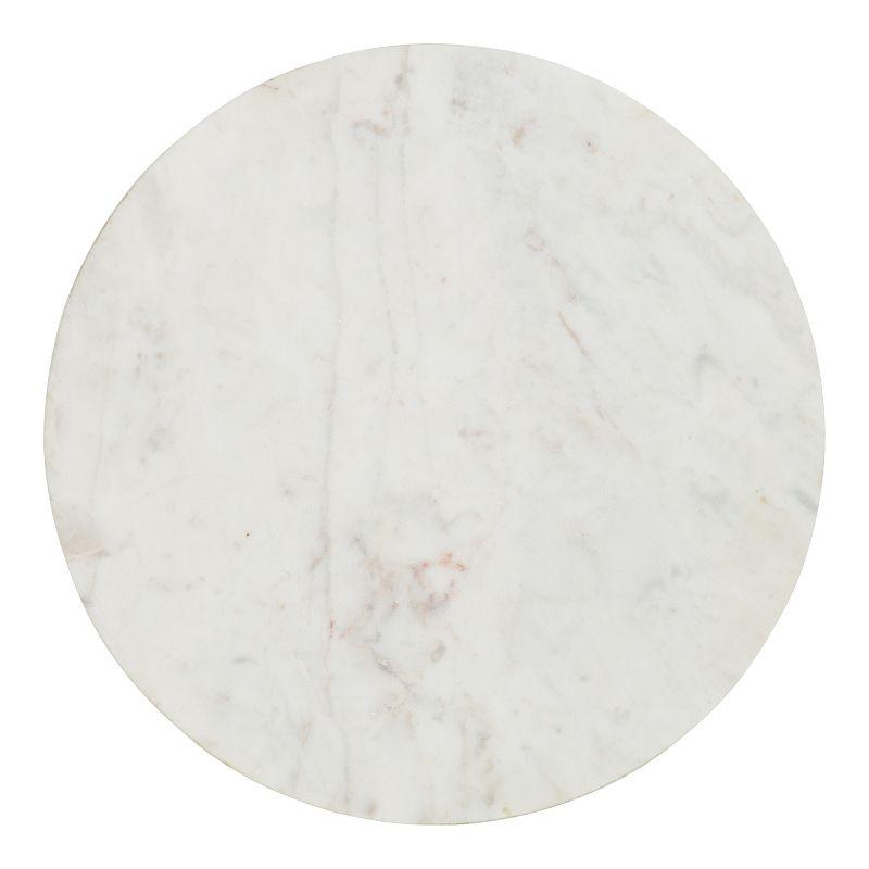 Kate and Laurel Rumsen Round Marble Side Table, 16x16x21, Walnut Brown