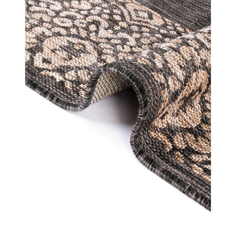 Unique Loom Outdoor Border Floral Border Floral Woven Area Rug