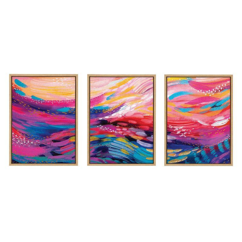 Colorful Abstract Brush Strokes Framed Canvas Wall Art Set, 18x24