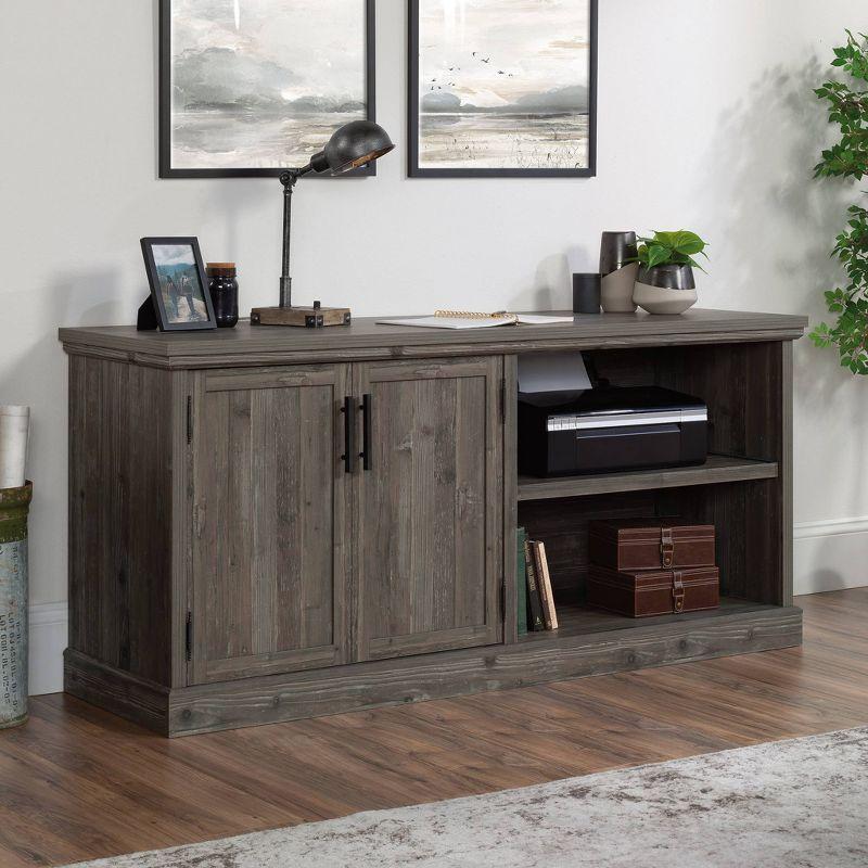 Sauder Aspen Post Large Office Credenza Pebble Pine: Adjustable Shelf, Metal Slides, Laminated Surface