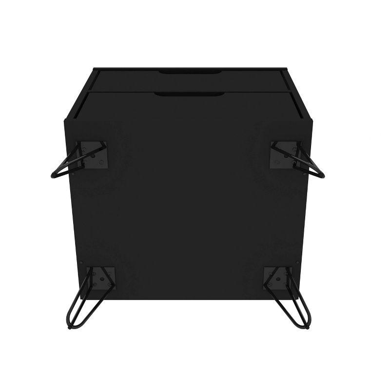 Set of 2 Rockefeller 2 Drawer Nightstands Black - Manhattan Comfort: Modern Bedside Storage Furniture