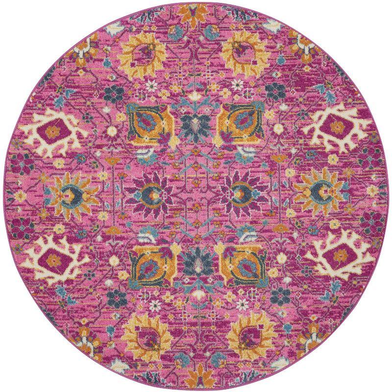 Nourison Passion Bohemian Indoor Rug Fuchsia 5' x Round