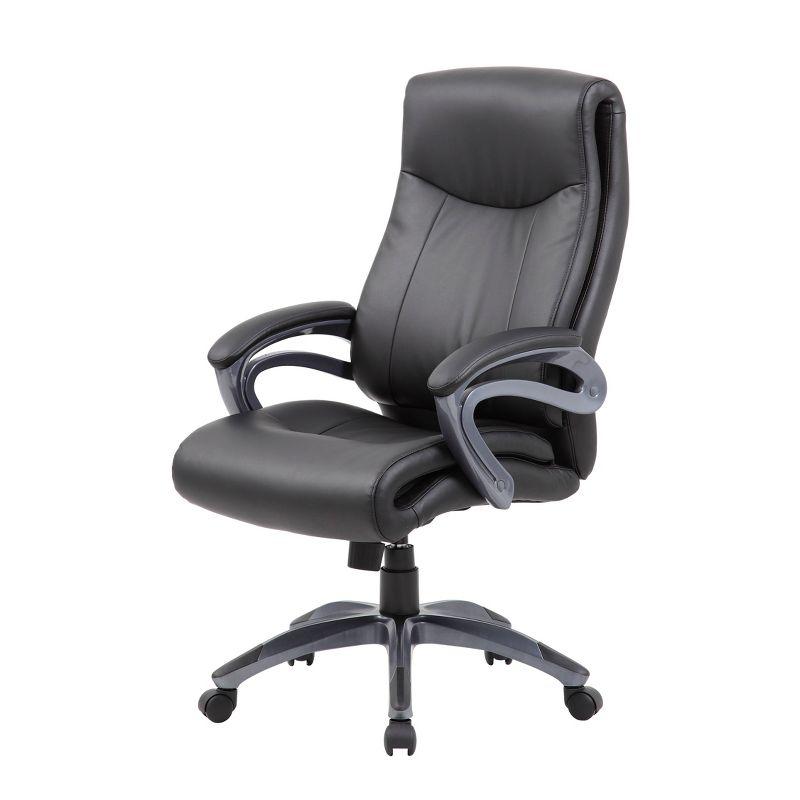 Ergonomic Metal Executive High Back Chair in Black LeatherPlus