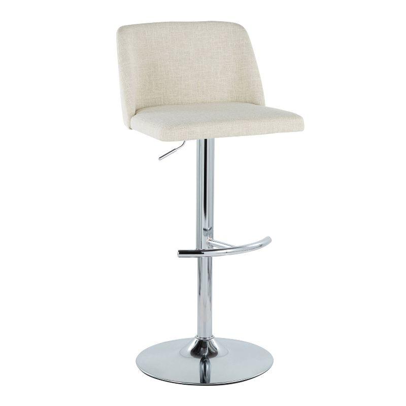 Cream Upholstered Adjustable Swivel Barstools with Chrome Base