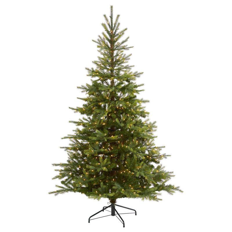 7ft Green Pre-Lit Spruce Artificial Christmas Tree with Clear Lights