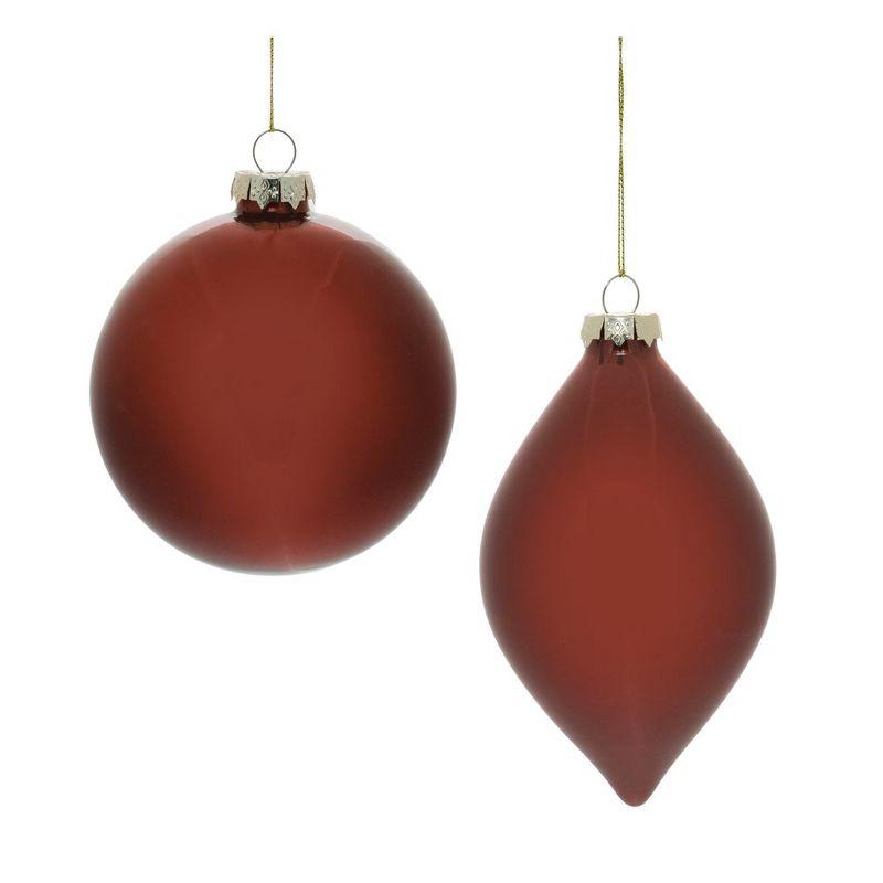 Melrose Red Glass Ball and Teardrop Ornaments Set of 6