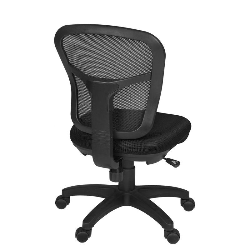 Black Mesh Armless Swivel Task Chair with Metal Base