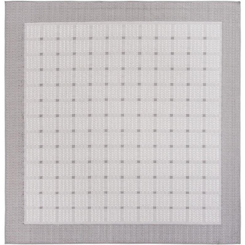 Gray Synthetic Square Reversible Indoor/Outdoor Rug