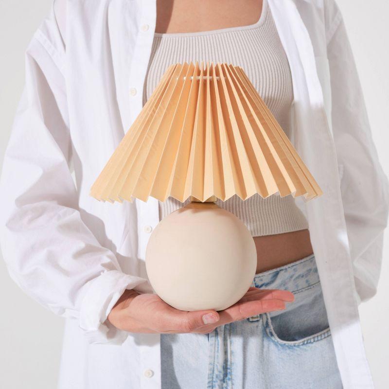 Brightech Serena 10" Ceramic LED Table Lamp - Retro Inspired Globe Base with Cream Pleated Shade