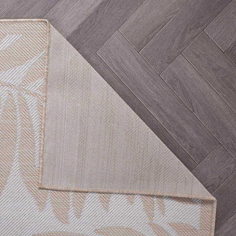 World Rug Gallery Floral Leaves Textured Flat Weave Indoor/Outdoor Area Rug - NATURAL 7'10"X10'