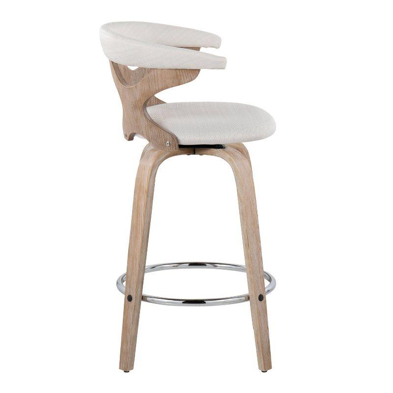 Set of 2 Gardenia Counter Height Barstools White Wash/Cream/Chrome - LumiSource