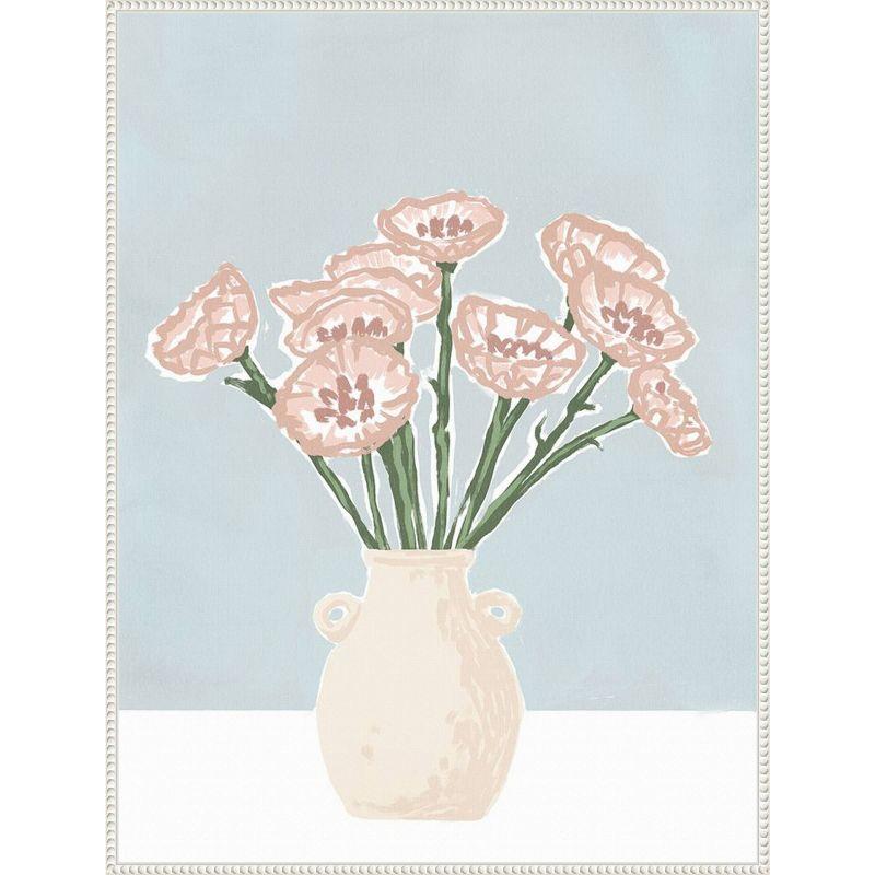 32"x42" Pastel Pink Floral Canvas Wall Art with White Frame