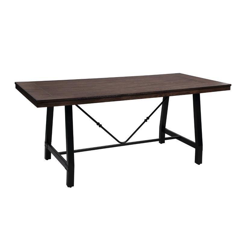 Acme Furniture 72" Mariatu Dining Table Oak/Black Finish: Trestle Base, Seats 6, Wood Composite