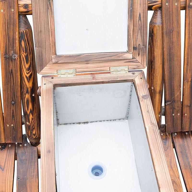 Outsunny Wooden Double Adirondack Chair Loveseat with Inset Ice Bucket, Table, Rustic Look, & Weather-Resistant Varnish