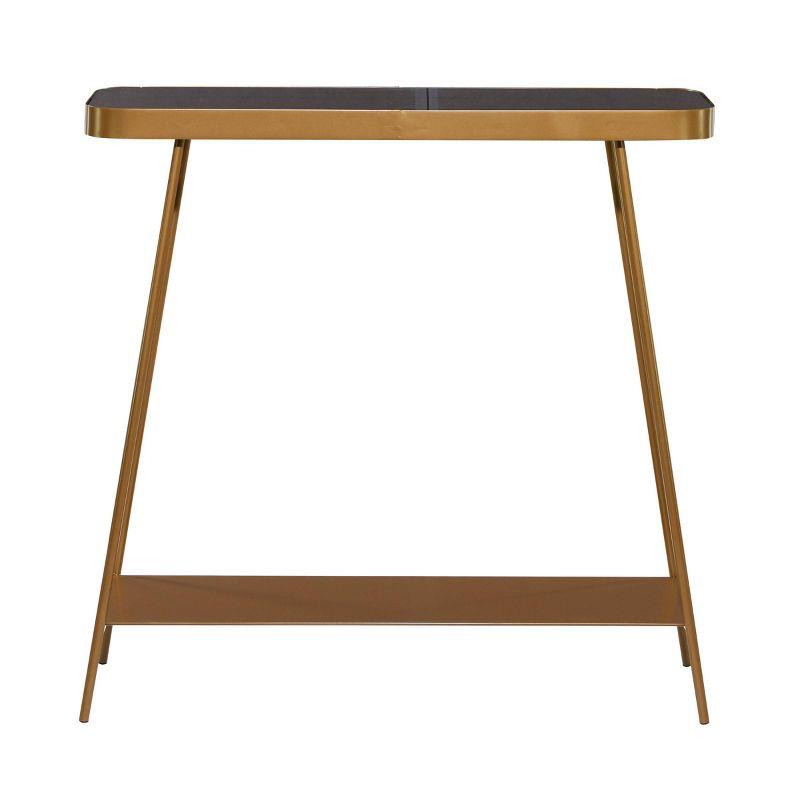 Modern Metal Console Table - Olivia & May: Gold Iron with Glass Top, Indoor Use, Fixed Shelf