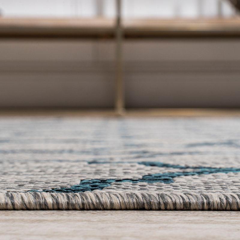 8'x10' Arabesque Ogee Trellis Indoor/Outdoor  Area Rug, Gray/Teal - JONATHAN Y