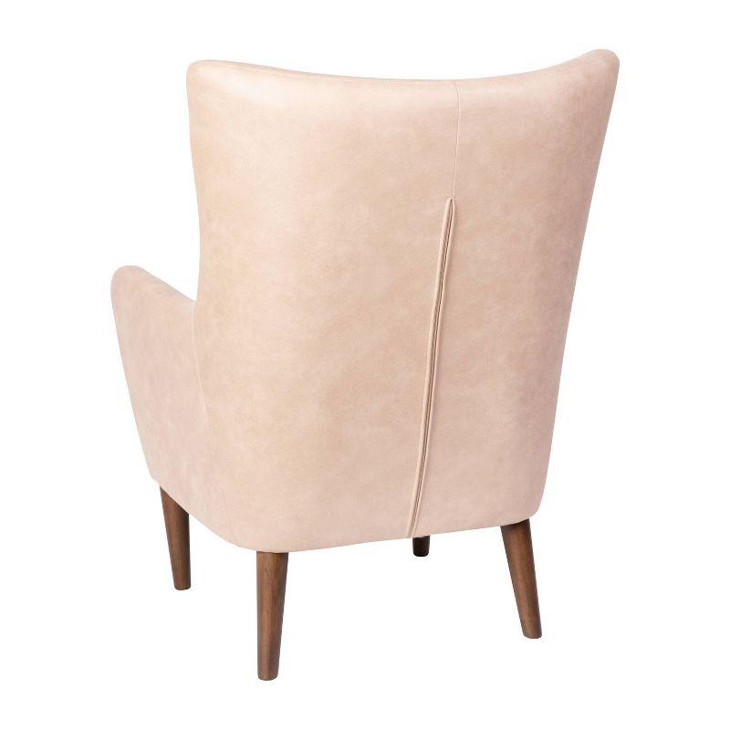 Taylor & Logan Reggie Wingback Chair: Faux Leather, Wood Frame, 300 lbs Capacity