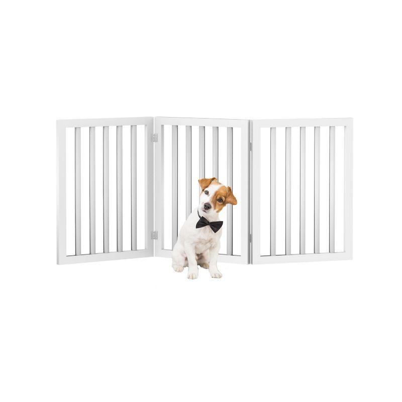 Indoor Pet Gate - 3-Panel Folding Dog Gate for Stairs or Doorways - 54x24-Inch Freestanding Pet Fence for Cats and Dogs by PETMAKER (White)