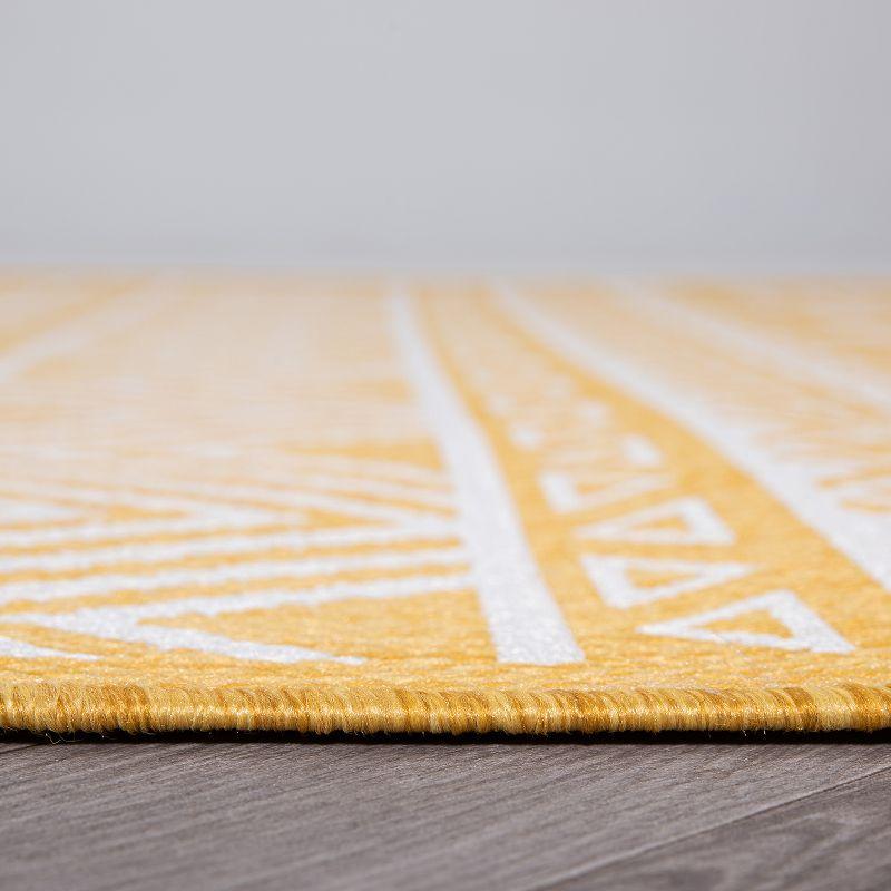 World Rug Gallery Distressed Geometric Bohemian Textured Flat Weave Indoor/Outdoor Area Rug - YELLOW 2'x7'