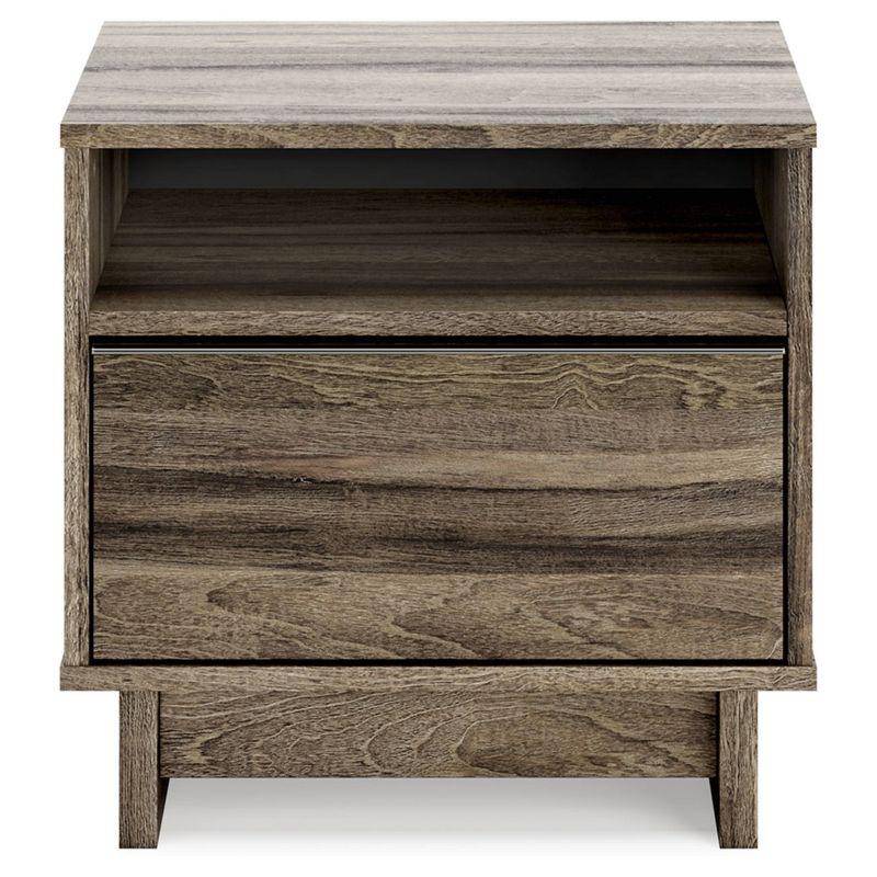 Weathered Brown 1-Drawer Nightstand with Open Shelf