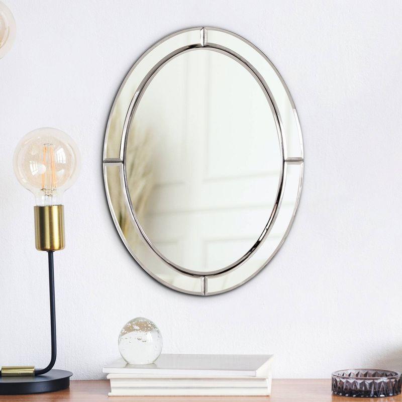 Howard Elliott 16"x12" Beveled Oval Mirrored Frame Opal Accent Wall Mirror: Modern Decor, Wood Frame, Wall Mount, No Assembly Required