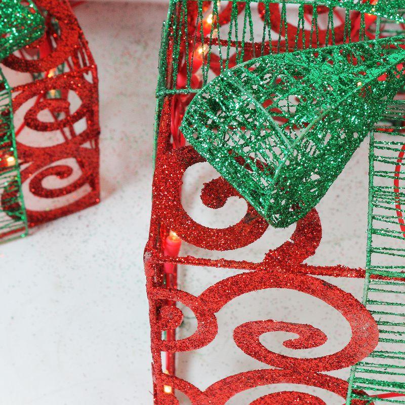 Northlight Lighted Swirl Gift Boxes Outdoor Christmas Decorations - 10" - Clear - Set of 3