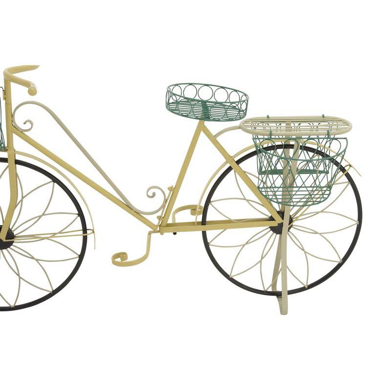 32" Traditional Iron Novelty Bicycle Plant Stand Yellow - Olivia & May: Metal Planter Pedestal, Weather-Resistant