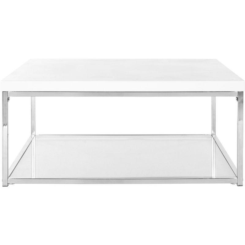 Malone High Gloss Coffee Table - White/Chrome - Safavieh