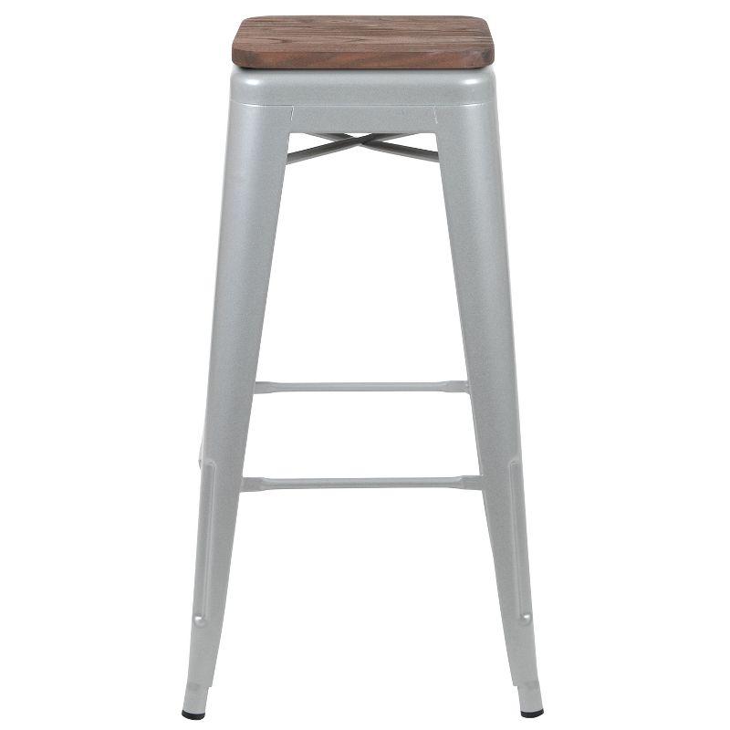 Brooklyn Gray 62'' Rustic Wood & Metal Backless Bar Stool