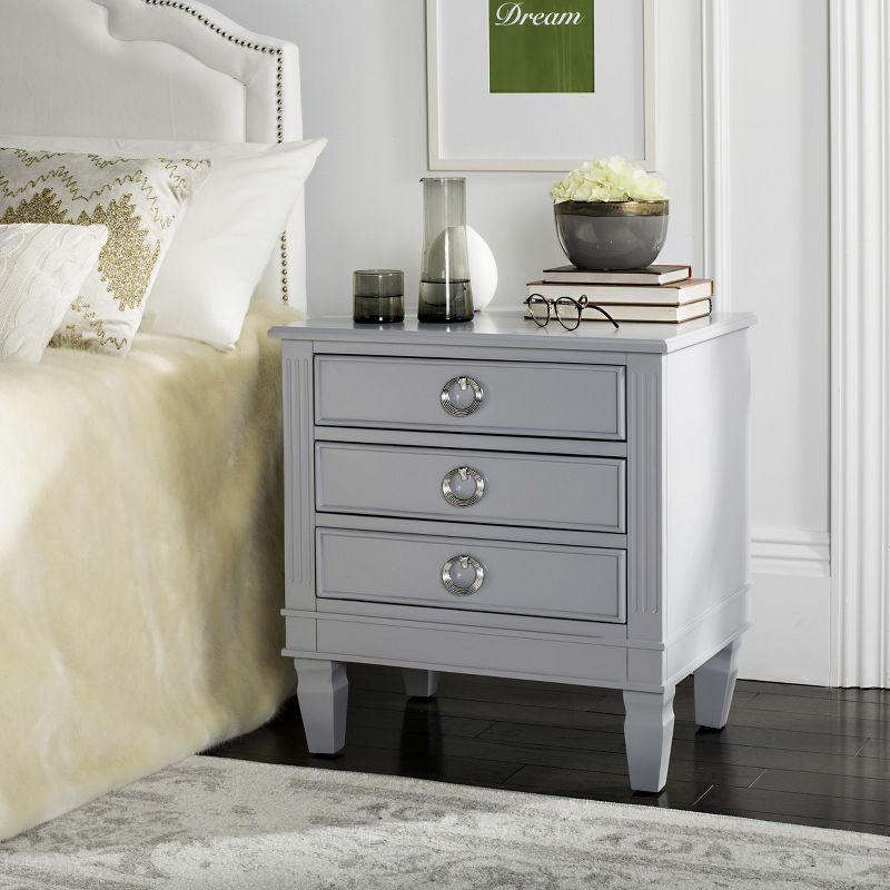 Transitional Grace 3-Drawer Nightstand in Chic Gray