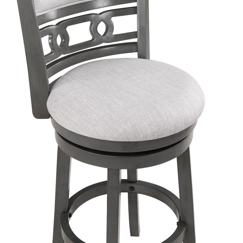 New Classic Furniture, Gia 29" Solid Wood Swivel Bar Stool with Fabric Seat in Gray, Gray