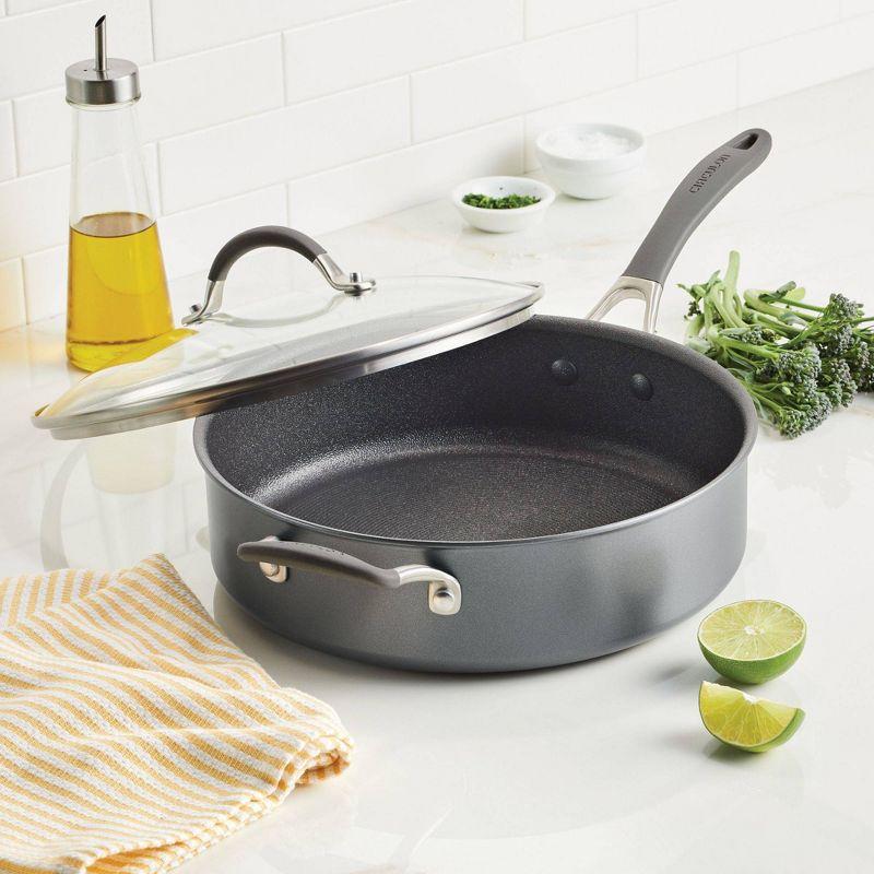 Gray 5-Quart Non-Stick Aluminum Saute Pan with Lid