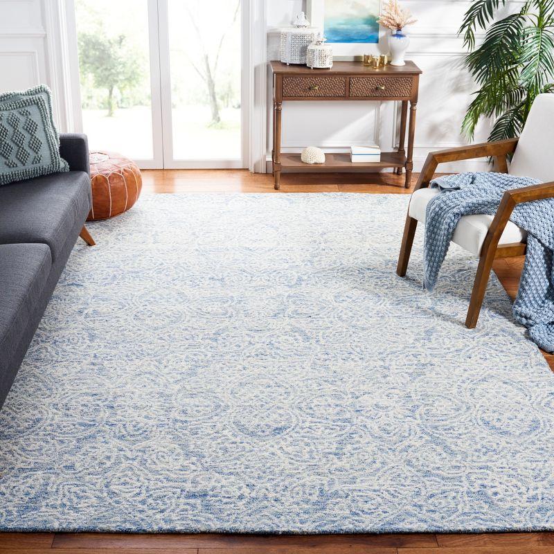 Hand-Tufted Blue Wool Square Area Rug